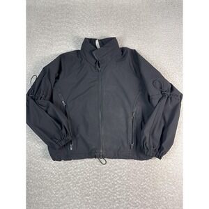 Athleta Jacket Womens Small Black Softshell Full Zip Drawcord Pockets Running